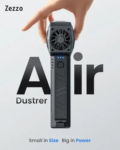 Zezzofan Compressed Air Duster, 180000RPM Mini Electric Air Duster, Powerful Blower High Speed Duct Fan, 3 Adjustable Rechargeable Cordless Air Broom for Keyboards Home Outdoor Dust Rain Snow Removal - 5