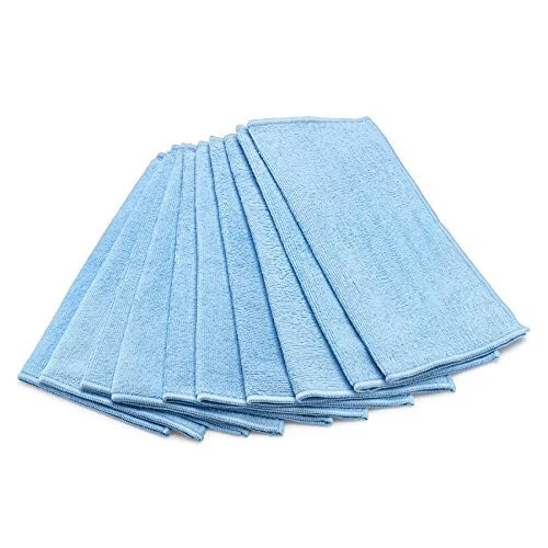 Zflow Microfiber Dish Cleaning Cloth in Blue - Dish Rags Kitchen Cleaning Cloths with Poly Scour Mesh Scrubbing Side - 10 Pack 12