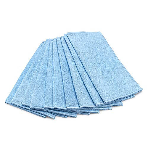 Zflow Microfiber Dish Cleaning Cloth in Blue - Dish Rags Kitchen Cleaning Cloths with Poly Scour Mesh Scrubbing Side - 10 Pack 12