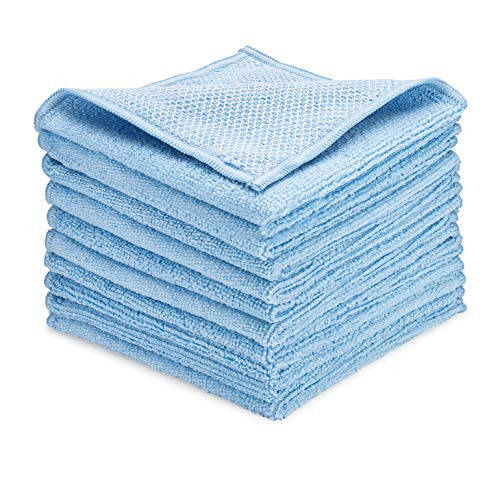 Zflow Mikrofiber Idish Yuvish Matosi, Ko'k Rangda - Poliester Tozalovchi Yuzasi bilan Oshxona Sochiqlari - 10 Dona 12