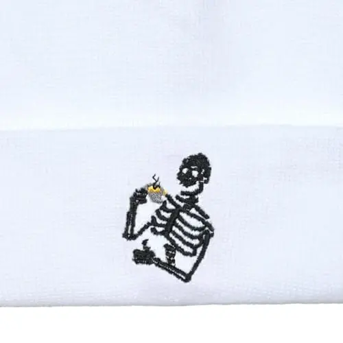 Zgboaht Embroidered Beanie for Men Women Stretch Knited Winter Hat Warm Cuffed Skeleton Hat Skull Cap - 3
