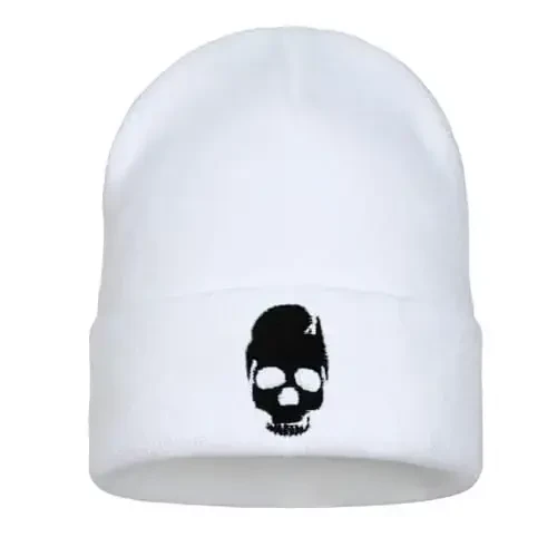 Zgboaht Embroidered Beanie for Men Women Stretch Knited Winter Hat Warm Cuffed Skeleton Hat Skull Cap - ZGBOAHT