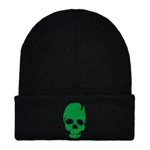 Zgboaht Embroidered Beanie for Men Women Stretch Knited Winter Hat Warm Cuffed Skeleton Hat Skull Cap - 2