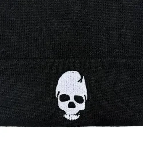 Zgboaht Embroidered Beanie for Men Women Stretch Knited Winter Hat Warm Cuffed Skeleton Hat Skull Cap - 3
