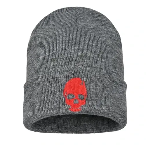 Zgboaht Embroidered Beanie for Men Women Stretch Knited Winter Hat Warm Cuffed Skeleton Hat Skull Cap 