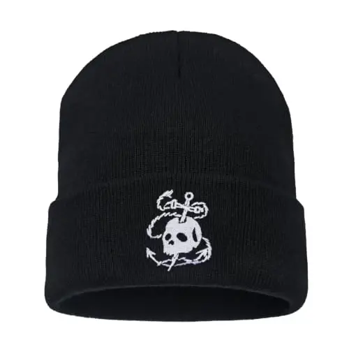 Zgboaht Embroidered Beanie for Men Women Stretch Knited Winter Hat Warm Cuffed Skeleton Hat Skull Cap - ZGBOAHT