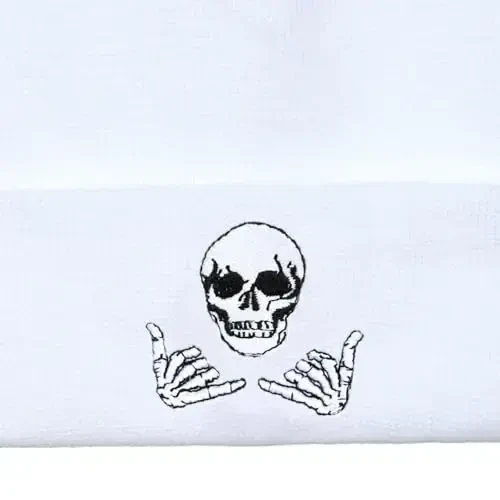 Zgboaht Embroidered Beanie for Men Women Stretch Knited Winter Hat Warm Cuffed Skeleton Hat Skull Cap - 3
