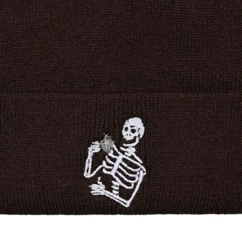 Zgboaht Embroidered Beanie for Men Women Stretch Knited Winter Hat Warm Cuffed Skeleton Hat Skull Cap - 3