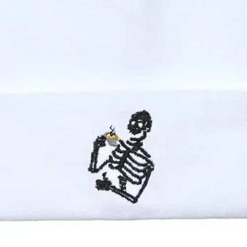 Zgboaht Erkaklar va ayollar uchun kashtado'zlik qilingan shapka Qishki issiq manjetli skelet shapka bosh suyagi qopqog'i - 3