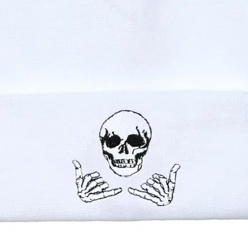 Zgboaht Embroidered Beanie for Men Women Stretch Knited Winter Hat Warm Cuffed Skeleton Hat Skull Cap - 3