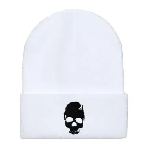 Zgboaht Embroidered Beanie for Men Women Stretch Knited Winter Hat Warm Cuffed Skeleton Hat Skull Cap - 2