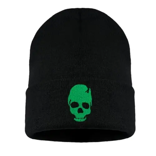 Zgboaht Embroidered Beanie for Men Women Stretch Knited Winter Hat Warm Cuffed Skeleton Hat Skull Cap 