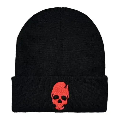 Zgboaht Embroidered Beanie for Men Women Stretch Knited Winter Hat Warm Cuffed Skeleton Hat Skull Cap - 2