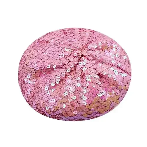 ZGMYC Shiny Sequin Beret Hat for Women Girls Fashion Beanie Cap Costume Accessories for Festival Party Dance - 3