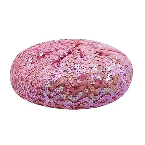 ZGMYC Shiny Sequin Beret Hat for Women Girls Fashion Beanie Cap Costume Accessories for Festival Party Dance - 5