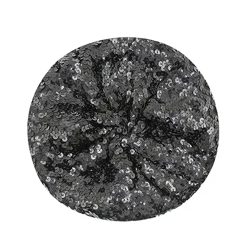 ZGMYC Shiny Sequin Beret Hat for Women Girls Fashion Beanie Cap Costume Accessories for Festival Party Dance - MODAZONE