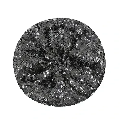 ZGMYC Shiny Sequin Beret Hat for Women Girls Fashion Beanie Cap Costume Accessories for Festival Party Dance 