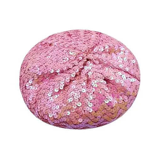 ZGMYC Shiny Sequin Beret Hat for Women Girls Fashion Beanie Cap Costume Accessories for Festival Party Dance - 3