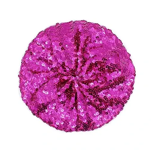 ZGMYC Shiny Sequin Beret Hat for Women Glitter Beanie Hats Party Costume Headwear Carnival Accessories - 2