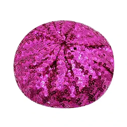 ZGMYC Shiny Sequin Beret Hat for Women Glitter Beanie Hats Party Costume Headwear Carnival Accessories - 3