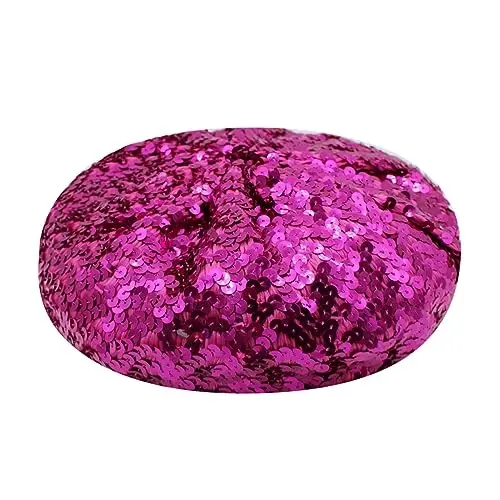 ZGMYC Shiny Sequin Beret Hat for Women Glitter Beanie Hats Party Costume Headwear Carnival Accessories - 6