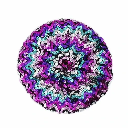 ZGMYC Shiny Sequin Beret Hat for Women Glitter Beanie Hats Party Costume Headwear Carnival Accessories - 1