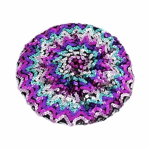 ZGMYC Shiny Sequin Beret Hat for Women Glitter Beanie Hats Party Costume Headwear Carnival Accessories - 2