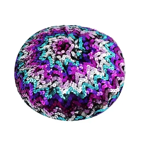 ZGMYC Shiny Sequin Beret Hat for Women Glitter Beanie Hats Party Costume Headwear Carnival Accessories - 3