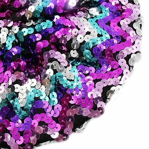 ZGMYC Shiny Sequin Beret Hat for Women Glitter Beanie Hats Party Costume Headwear Carnival Accessories - 4