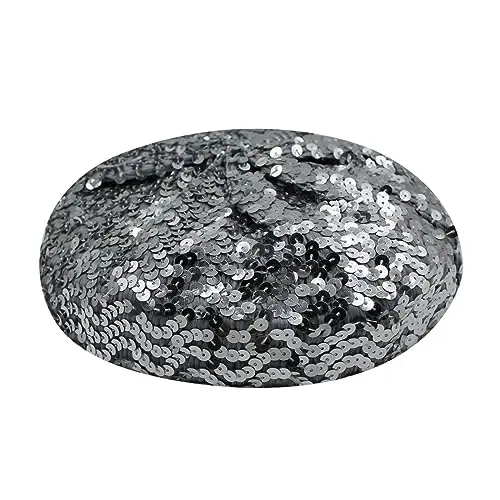 ZGMYC Shiny Sequin Beret Hat for Women Glitter Beanie Hats Party Costume Headwear Carnival Accessories - 6
