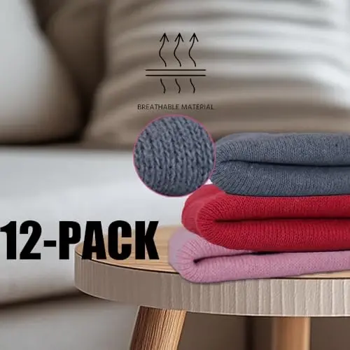 ZH 12-Pack Knitted Winter Beanie Hats for Men and Women, Warm and Cozy Cuffed Skull Caps, Bulk Purchase - 3