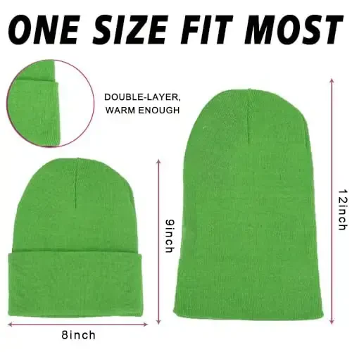 ZH 12-Pack Knitted Winter Beanie Hats for Men and Women, Warm and Cozy Cuffed Skull Caps, Bulk Purchase - ZH (1)