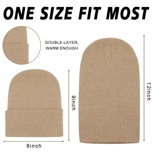 ZH 12-Pack Knitted Winter Beanie Hats for Men and Women, Warm and Cozy Cuffed Skull Caps, Bulk Purchase - 2