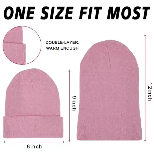 ZH 12-Pack Knitted Winter Beanie Hats for Men and Women, Warm and Cozy Cuffed Skull Caps, Bulk Purchase - 2