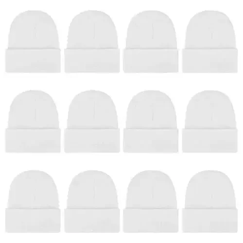 ZH 12-Pack Knitted Winter Beanie Hats for Men and Women, Warm and Cozy Cuffed Skull Caps, Bulk Purchase 