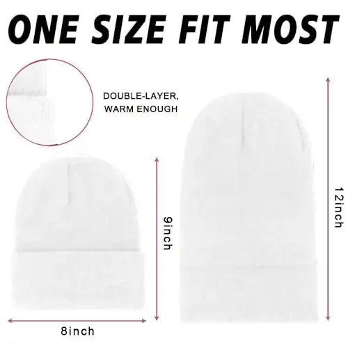 ZH 12-Pack Knitted Winter Beanie Hats for Men and Women, Warm and Cozy Cuffed Skull Caps, Bulk Purchase - 2