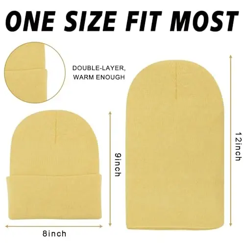 ZH 12-Pack Knitted Winter Beanie Hats for Men and Women, Warm and Cozy Cuffed Skull Caps, Bulk Purchase - 6