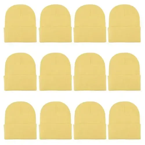 ZH 12-Pack Knitted Winter Beanie Hats for Men and Women, Warm and Cozy Cuffed Skull Caps, Bulk Purchase - 5