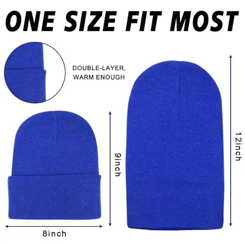 ZH 12-Pack Knitted Winter Beanie Hats for Men and Women, Warm and Cozy Cuffed Skull Caps, Bulk Purchase - 2