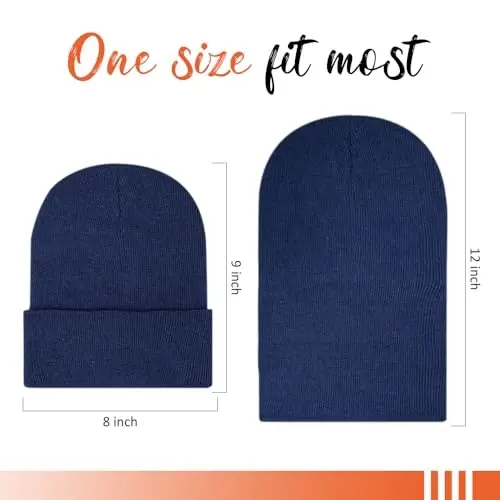 ZH 12-Pack Knitted Winter Beanie Hats for Men and Women, Warm and Cozy Cuffed Skull Caps, Bulk Purchase - 3