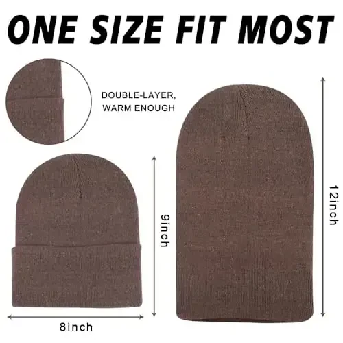 ZH 12-Pack Knitted Winter Beanie Hats for Men and Women, Warm and Cozy Cuffed Skull Caps, Bulk Purchase - 2