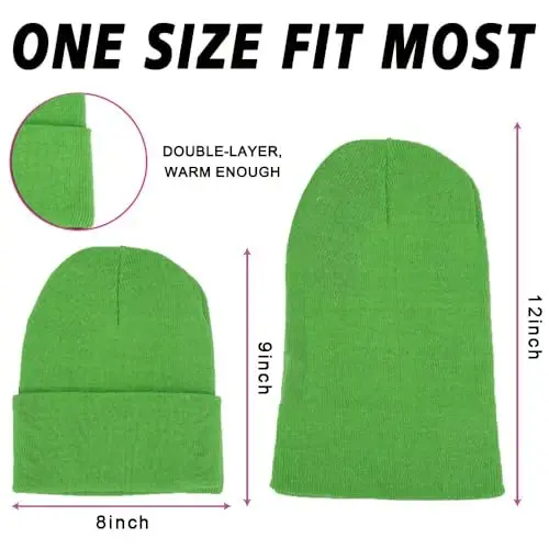 ZH 12-Pack Knitted Winter Beanie Hats for Men and Women, Warm and Cozy Cuffed Skull Caps, Bulk Purchase - ZH (1)