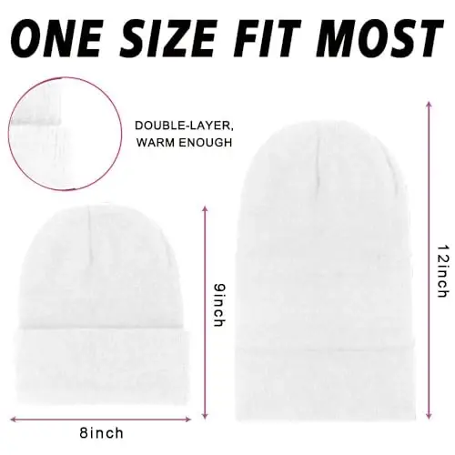 ZH 12-Pack Knitted Winter Beanie Hats for Men and Women, Warm and Cozy Cuffed Skull Caps, Bulk Purchase - 2