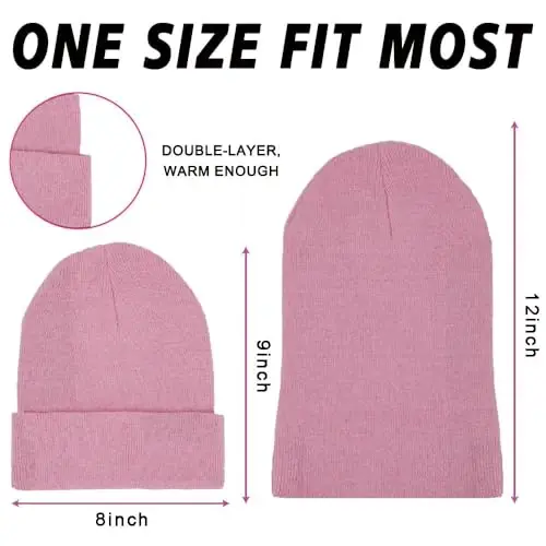 ZH 12-Pack Knitted Winter Beanie Hats for Men and Women, Warm and Cozy Cuffed Skull Caps, Bulk Purchase - ZH (1)