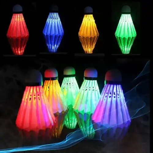 ZHENAN LED Badminton Birdies 4/5/6 PCS,Nylon Glow in The Dark Badminton Shuttlecocks,Goose Feather Colourful Lighting Birdies, Plastic Light Up Birdie Balls for Indoor Outdoor Sports Activities 