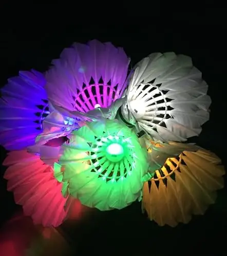 ZHENAN LED Badminton Birdies 4/5/6 PCS,Nylon Glow in The Dark Badminton Shuttlecocks,Goose Feather Colourful Lighting Birdies, Plastic Light Up Birdie Balls for Indoor Outdoor Sports Activities - 4