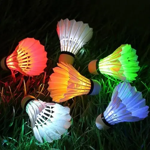 ZHENAN LED Badminton Birdies 4/5/6 PCS,Nylon Glow in The Dark Badminton Shuttlecocks,Goose Feather Colourful Lighting Birdies, Plastic Light Up Birdie Balls for Indoor Outdoor Sports Activities - 5