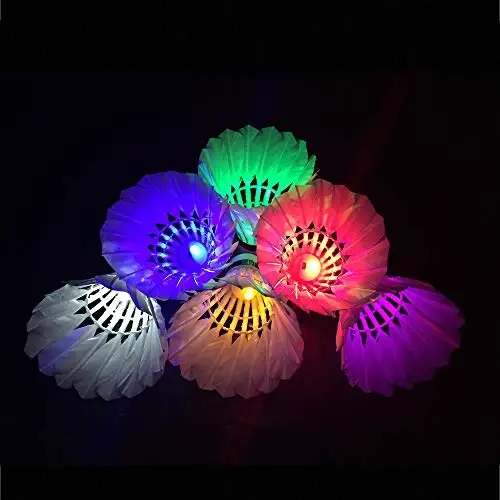 ZHENAN LED Badminton Birdies 4/5/6 PCS,Nylon Glow in The Dark Badminton Shuttlecocks,Goose Feather Colourful Lighting Birdies, Plastic Light Up Birdie Balls for Indoor Outdoor Sports Activities - 3