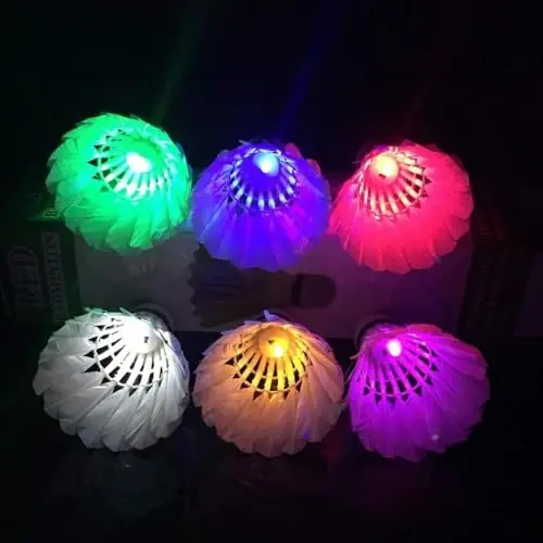ZHENAN LED Badminton Birdies 4/5/6 PCS,Nylon Glow in The Dark Badminton Shuttlecocks,Goose Feather Colourful Lighting Birdies, Plastic Light Up Birdie Balls for Indoor Outdoor Sports Activities - 7