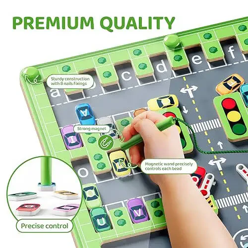 Zhiwuzhu Magnetic Alphabet Maze, Montessori Toys, Alphabet Puzzle Toddler Toys for Ages 2-4, Sensory Toys Fine Motor Skills, Birthday Gift for Boys and Girls - 26
